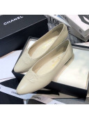 Chanel Vintage Lambskin Ballerinas with Embossed CC White 2021