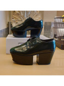 Prada Shiny Leather Platform Lace-up Shoe 6.5cm Dark Green 2021