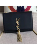 Saint Laurent Kate Small Chain and Tassel Bag in Smooth Leather 474366 Black/Gold  