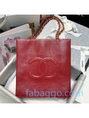 Chanel Shiny Aged Calfskin Vertical Shopping Bag AS1945 Red 2020