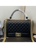Chanel Quilted Leather Leboy Flap Top Handle Bag AS0136 Black 2019