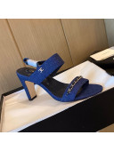 Chanel Chain Denim Sandals 8cm Blue 2021