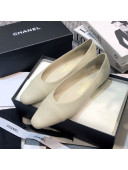 Chanel Vintage Lambskin Ballerinas with CC Embroidery White 2021