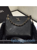 Chanel Quilted Grained Calfskin Chain Shopping Bag AS1461 Black 2020
