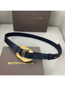 Bottega Veneta Leather Belt 25mm with Metal Framed Buckle Black 2020