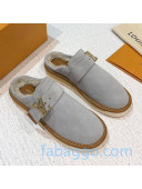 Louis Vuitton LV Cosy Suede Mules Grey 2020 (For Women and Men)