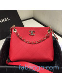 Chanel Quilted Grained Calfskin Chain Shopping Bag AS1461 Red 2020