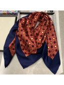 Gucci Silk GG Hearts Square Scarf 90x90cm Navy Blue/Red 2019