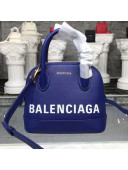 Balen...ga Logo Grained Calfskin Small Ville Top Handle Bag XXS Royal Blue 2018