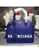 Balen...ga Logo Grained Calfskin Ville Top Handle Bag S Royal Blue 2018