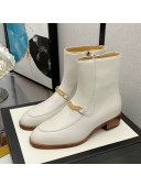 Gucci Lambskin GG Chain Charm Ankle Boots White 2021