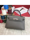 Hermes Mini Kelly 2 Handbag in Original Epsom Leather Grey (Half Handmade)