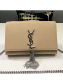 Saint Laurent Kate Small Chain and Tassel Bag in Smooth Leather 474366 Beige/Silver