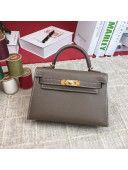 Hermes Mini Kelly 2 Handbag in Original Epsom Leather Etoupe (Half Handmade)