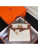 Hermes Kelly 28cm Swift Leather and Canvas Bag Off-white 2018(GHW)
