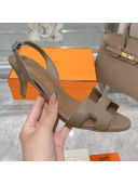 Hermes Leather Heeled Sandals 7cm Grey 2021 01