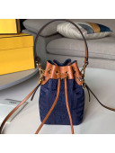 Fendi Mon Tresor Mini FF Canvas Bucket Bag Denim Blue 2020