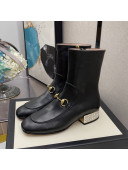 Gucci Calfskin Crystal Heel Ankle Boots 3cm Black 2021