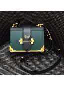 Prada Leather Prada Cahier Bag 1BD045 Green/Black Top Quality