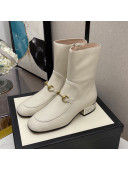 Gucci Calfskin Crystal Heel Ankle Boots 3cm White 2021