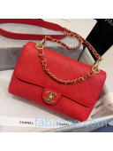 Chanel Quilted Grained Calfskin Chain Small Flap Bag AS1459 Red 2020