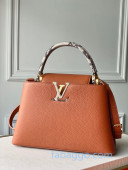 Louis Vuitton Capucines PM with Snakeskin Top Handle N97980 Brown 2020