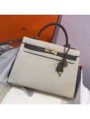Hermes Kelly 32cm Epsom Leather Bag Off-White/Etoupe(Gold Hardware)