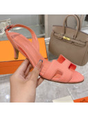 Hermes Leather Heeled Sandals 7cm Pink 2021 05