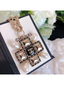 Chanel Chain Leather Square Pendant Necklace AB3044 2019
