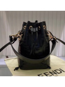 Fendi Mon Tresor Mini FF Leather Bucket Bag Black 2020