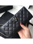 Chanel Lambskin Camellia Clutch Bag A94575 Black 2018