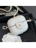 Chanel Quilted Shiny Crumpled Calfskin Airpods Pro Case with Chain AP1829 White 2021