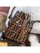 Fendi Mon Tresor Mini FF Leather Bucket Bag Brown/Black 2019