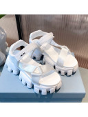 Prada Sporty Woven Nylon Tape Sandals White 2021