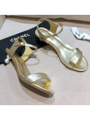 Chanel Calfskin Pearl Heel Sandals Gold 2021