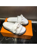 Louis Vuitton LV Sunset Monogram Leather Flat Comfort Slide Sandals with Resin Chain White 2021