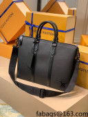 Louis Vuitton Grained Leather Lock It Tote Bag M59158 Black 2022 
