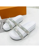 Louis Vuitton Appeal Crystal Slender Straps Platform Slide Sandals White 2022