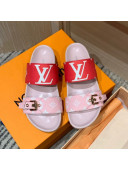 Louis Vuitton Bom Dia Monogram Canvas Flat Slide Sandals Pink/Red 2022