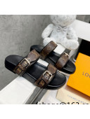 Louis Vuitton Bom Dia Monogram Denim Flat Slide Sandals Brown/Black/Silver 2022