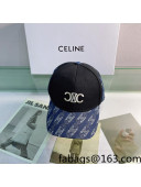 Celine Canvas Baseball Hat Black/Blue 2022 040213