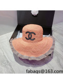 Chanel Straw Wide Brim Hat Pink 2022 040149