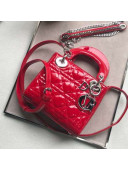 Dior Classic Lady Dior Mini Bag in Patent Leather Bright Red/Silver 