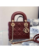 Dior Classic Lady Dior Lambskin Mini Bag Burgundy/Gold