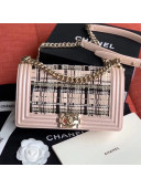 Chanel Woven Medium Boy Flap Bag A67086 Pink 2020