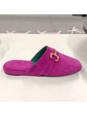 Gucci Suede Horsebit Flat Mules Hot Pink 2020