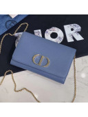 Dior 30 Montaigne CD Grained Calfskin Wallet on Chain WOC Blue 2019