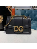 Dolce&Gabbana DG Amore Calfskin Chain Flap Bag Black 2020