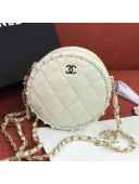 Chanel Quilted Leather Pearl Round Clutch with Chain White 2020