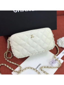 Chanel Quilted Calfskin Pearl Clutch with Chain White 2020